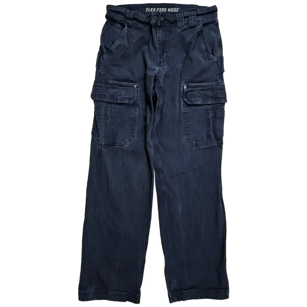 Duluth Trading Flex Fire Hose Cargo Pants Men's 32x34 Navy Blue Relaxed Fit